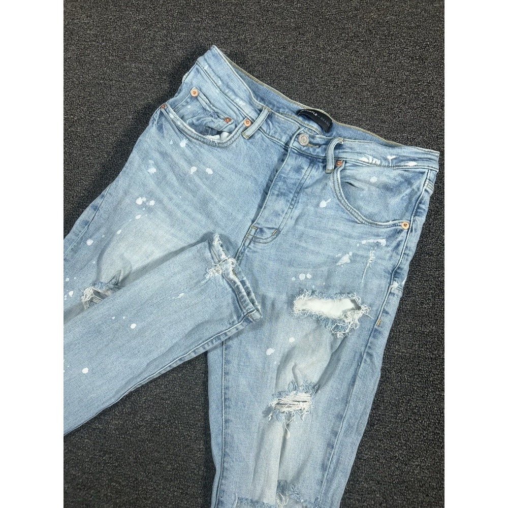 Purple Brand P001 Jeans Mens 32 (Fits 32x32) Blue Distressed Paint Splatter